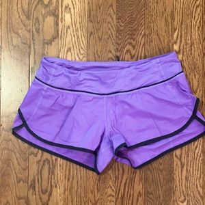 Lululemon Purple and Black Speed Shorts Size 6